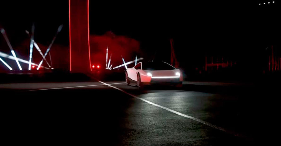 Шоу Tesla Roadster: спорткар перепрыгивает автомобили и вращается в воздухе